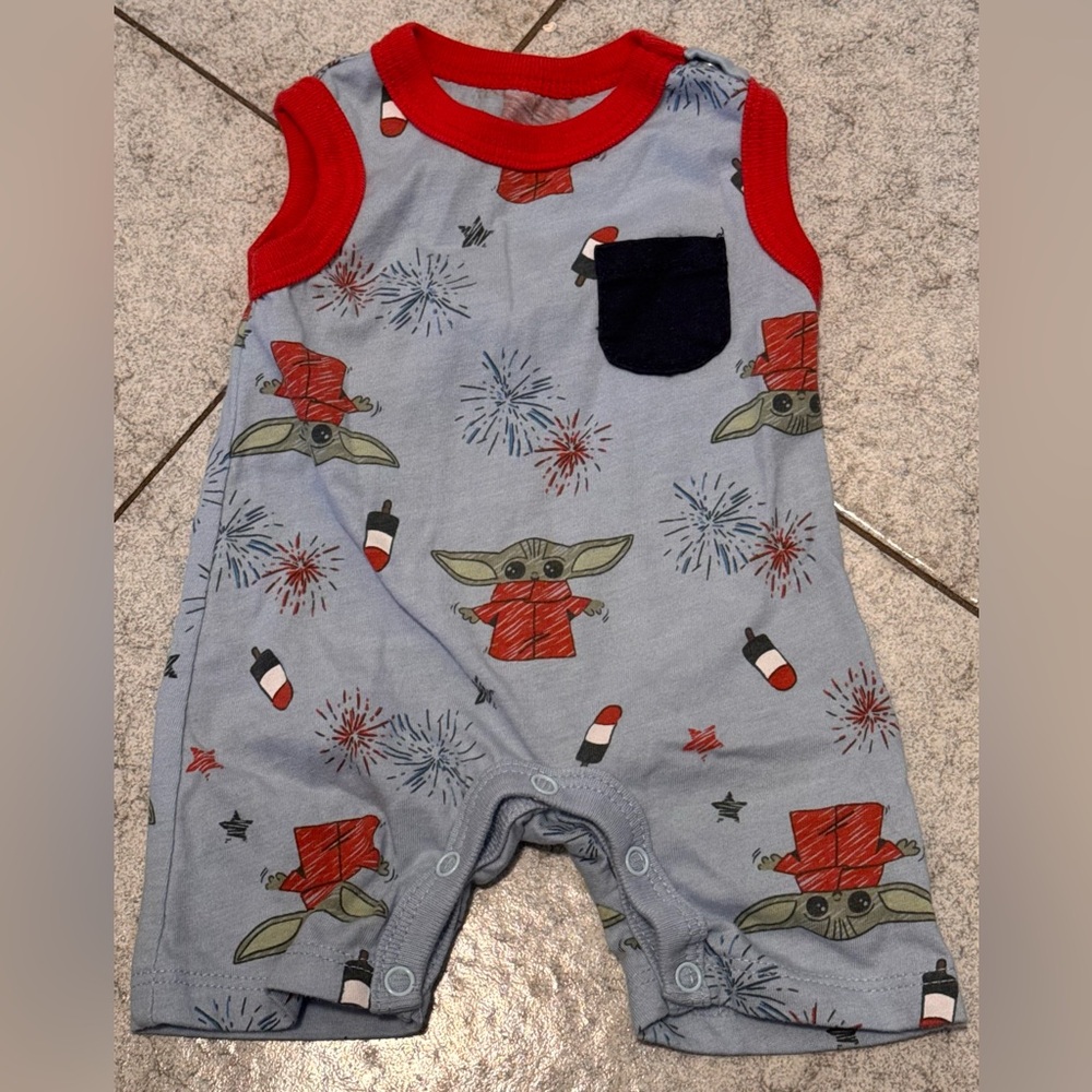 Baby Yoda Fireworks Romper